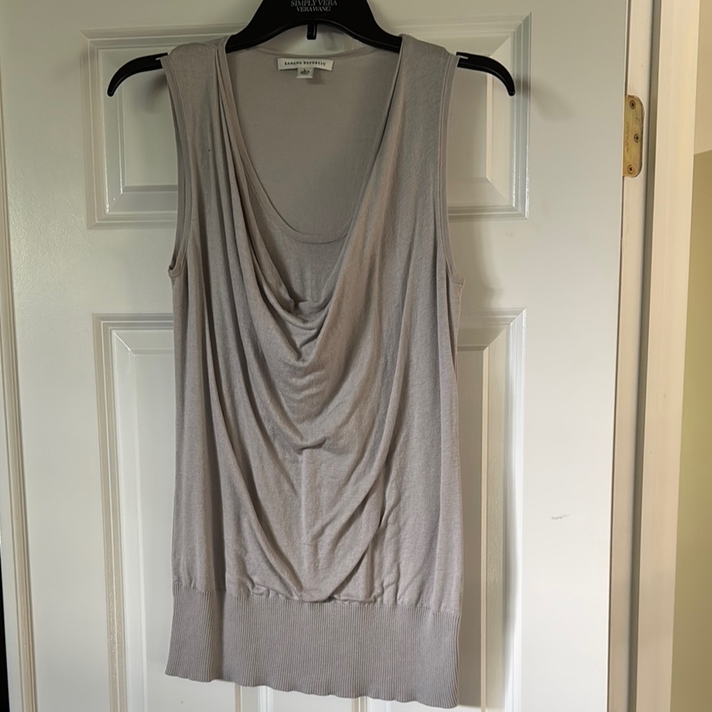 Banana Republic Gray Draped Tank Top